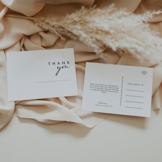 ミニマモダンリスト結婚の感謝ポストカード ポストカード