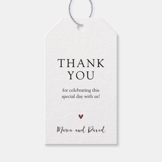 ミニマモダンリスト結婚の感謝メッセージカード ギフトタグ (正面)