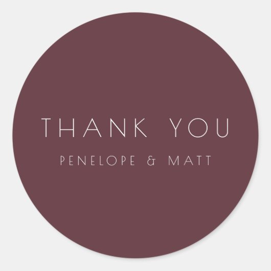 ミニマモダンリスト結婚の感謝Burgundy ラウンドシール (正面)