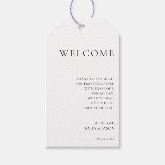 ミニマモダンリスト結婚の歓迎ラベル ギフトタグ (正面)