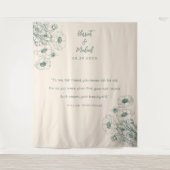 ミニマモダンリスト結婚の背景フローラ引用文 タペストリー (正面)