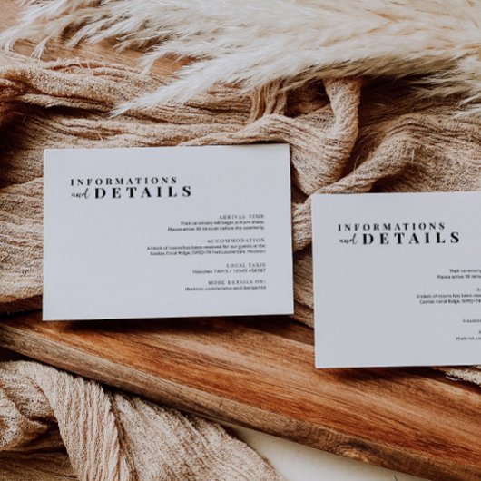 ミニマモダンリスト結婚の詳細カード エンクロージャーカード