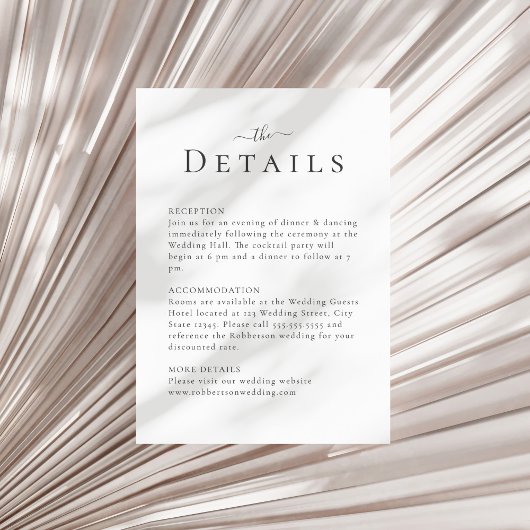 ミニマモダンリスト結婚の詳細カード 招待状