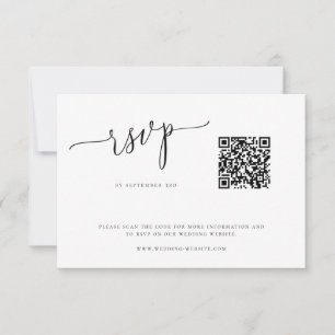 ミニマモダンリスト結婚のQRコードRSVPカード 出欠カード