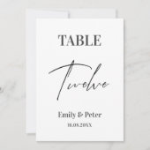 ミニマモダンリスト結婚キュート12テーブル番号 サンキューカード (正面)