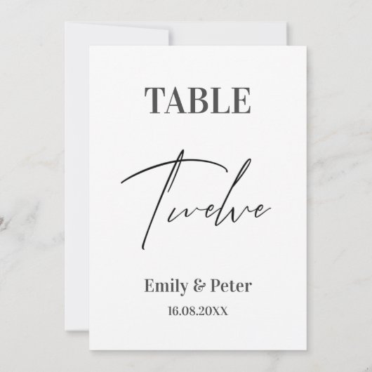 ミニマモダンリスト結婚キュート12テーブル番号 サンキューカード (裏面)