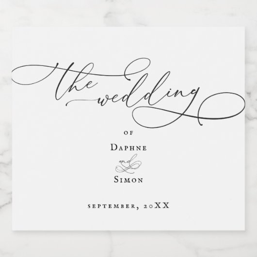 ミニマモダンリスト結婚スクリプきらめくトのワインラ スパークリングワインラベル (シングルラベル)