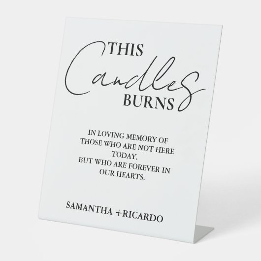 ミニマモダンリスト結婚スクリプトのキャンドル焼け 台座サイン (正面)