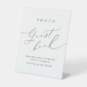 ミニマモダンリスト結婚スクリプトのフォトゲストブック 台座サイン (正面)