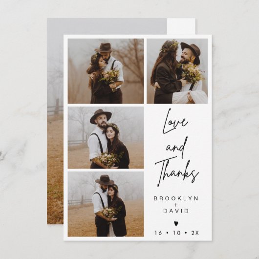 ミニマモダンリスト結婚スクリプトの写真カード 招待状 (正面/裏面)