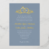 ミニマモダンリスト結婚スクリプトの金結婚箔 箔招待状 (正面)