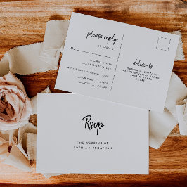 ミニマモダンリスト結婚スクリプトの食事の選択RSVP ポストカード