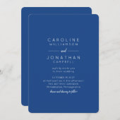 ミニマモダンリスト結婚スクリプトのCobalt Blue名 招待状 (正面/裏面)