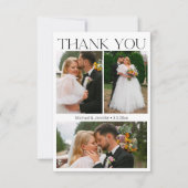 ミニマモダンリスト結婚スクリプト4枚の写真コラージュ サンキューカード (正面)