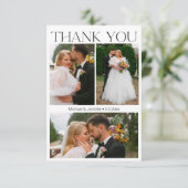 ミニマモダンリスト結婚スクリプト4枚の写真コラージュ サンキューカード (スタンド正面)