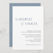 ミニマモダンリスト結婚ズダスティブルー招待状 (正面/裏面)
