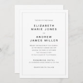 ミニマモダンリスト結婚タイポグラフィシンプル縁どOS 招待状 (正面/裏面)