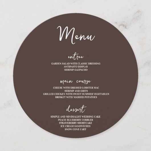ミニマモダンリスト結婚パステルの円卓 メニュー (正面)