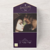 ミニマモダンリスト結婚パープル オールインワン招待状 (外側)