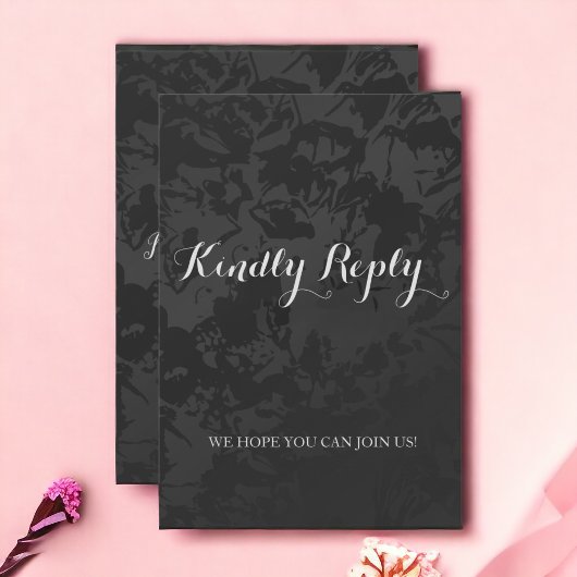 ミニマモダンリスト結婚ブラックの応答カード 出欠カード