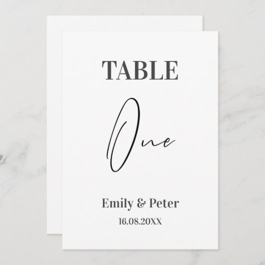 ミニマモダンリスト結婚ホワイトのテーブル番号 サンキューカード (正面/裏面)