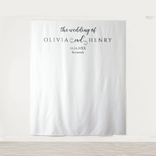 ミニマモダンリスト結婚ホワイトの背景 タペストリー (正面)