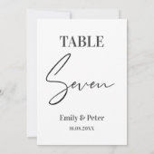 ミニマモダンリスト結婚ホワイトのSEVENテーブル番号 サンキューカード (裏面)