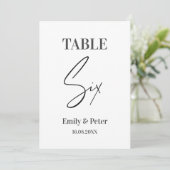 ミニマモダンリスト結婚ホワイトのSIXテーブル番号 サンキューカード (スタンド正面)
