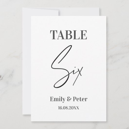 ミニマモダンリスト結婚ホワイトのSIXテーブル番号 サンキューカード (裏面)