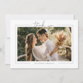 ミニマモダンリスト結婚写真のサンキューカード 招待状 (正面)