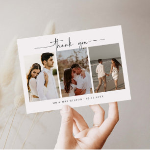 ミニマモダンリスト結婚写真のサンキューカード 招待状