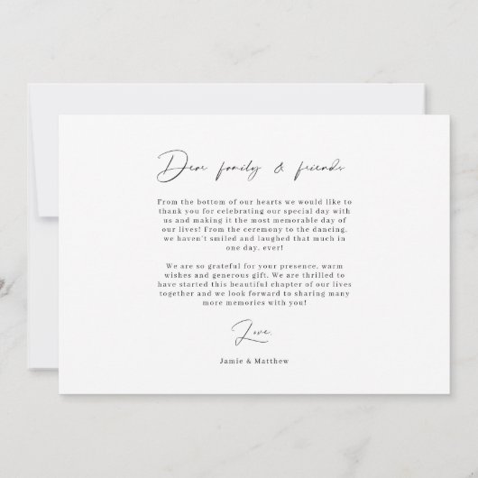 ミニマモダンリスト結婚写真のサンキューカード 招待状 (裏面)