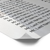 ミニマモダンリスト結婚写真の座席表 ポスター (角)