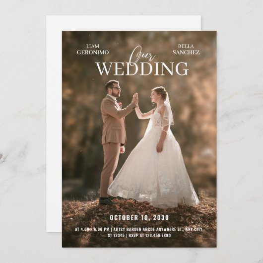 ミニマモダンリスト結婚写真 招待状 (正面/裏面)