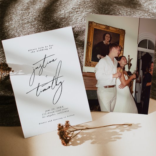 ミニマモダンリスト結婚式招待状 セーブザデート