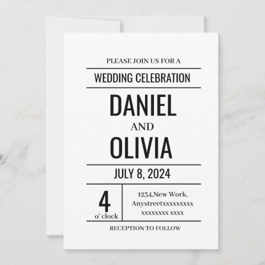 ミニマモダンリスト結婚式招待状 招待状 (正面)