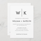 ミニマモダンリスト結婚式招待状 招待状 (正面/裏面)