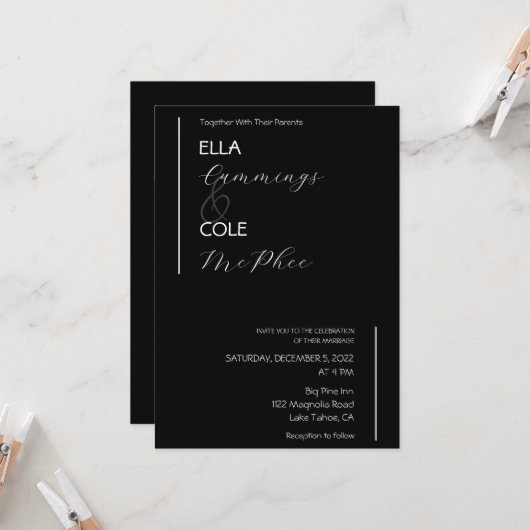 ミニマモダンリスト結婚式招待状 招待状 (正面/裏面インサイチュ)