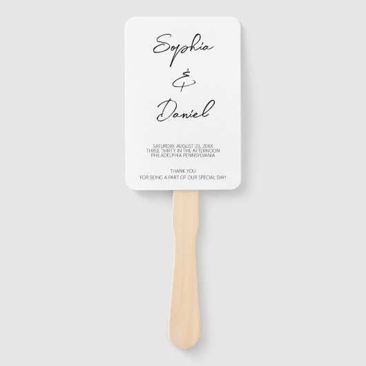 ミニマモダンリスト結婚式 プログラムファンテンプレート ハンドファン (正面)