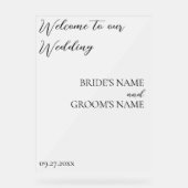 ミニマモダンリスト結婚歓迎フロステッド白 アクリルサイン (正面)