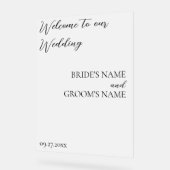 ミニマモダンリスト結婚歓迎フロステッド白 アクリルサイン (傾斜)