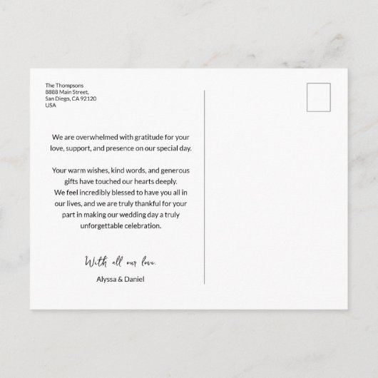 ミニマモダンリスト結婚3枚の感謝してい写真は ポストカード (裏面)