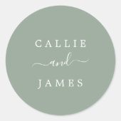 ミニマモダンリスト結婚・セージ封筒用シール ラウンドシール (正面)