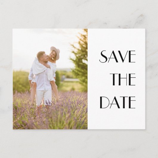 ミニマモダンリスト結婚・デコの写真日付を保存 案内ポストカード (正面)