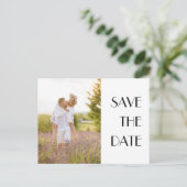 ミニマモダンリスト結婚・デコの写真日付を保存 案内ポストカード (スタンド正面)