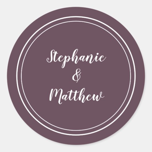 ミニマモダンリスト結婚・パープル花婿のお願い ラウンドシール (正面)
