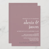 ミニマモダンリスト結婚・マウヴ 招待状 (正面/裏面)