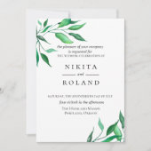 ミニマモダンリスト緑結婚式招待状 招待状 (正面)