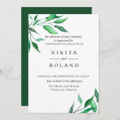 ミニマモダンリスト緑結婚式招待状 招待状 (正面/裏面)