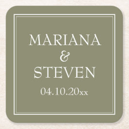 ミニマモダンリスト緑 スクエアペーパーコースター